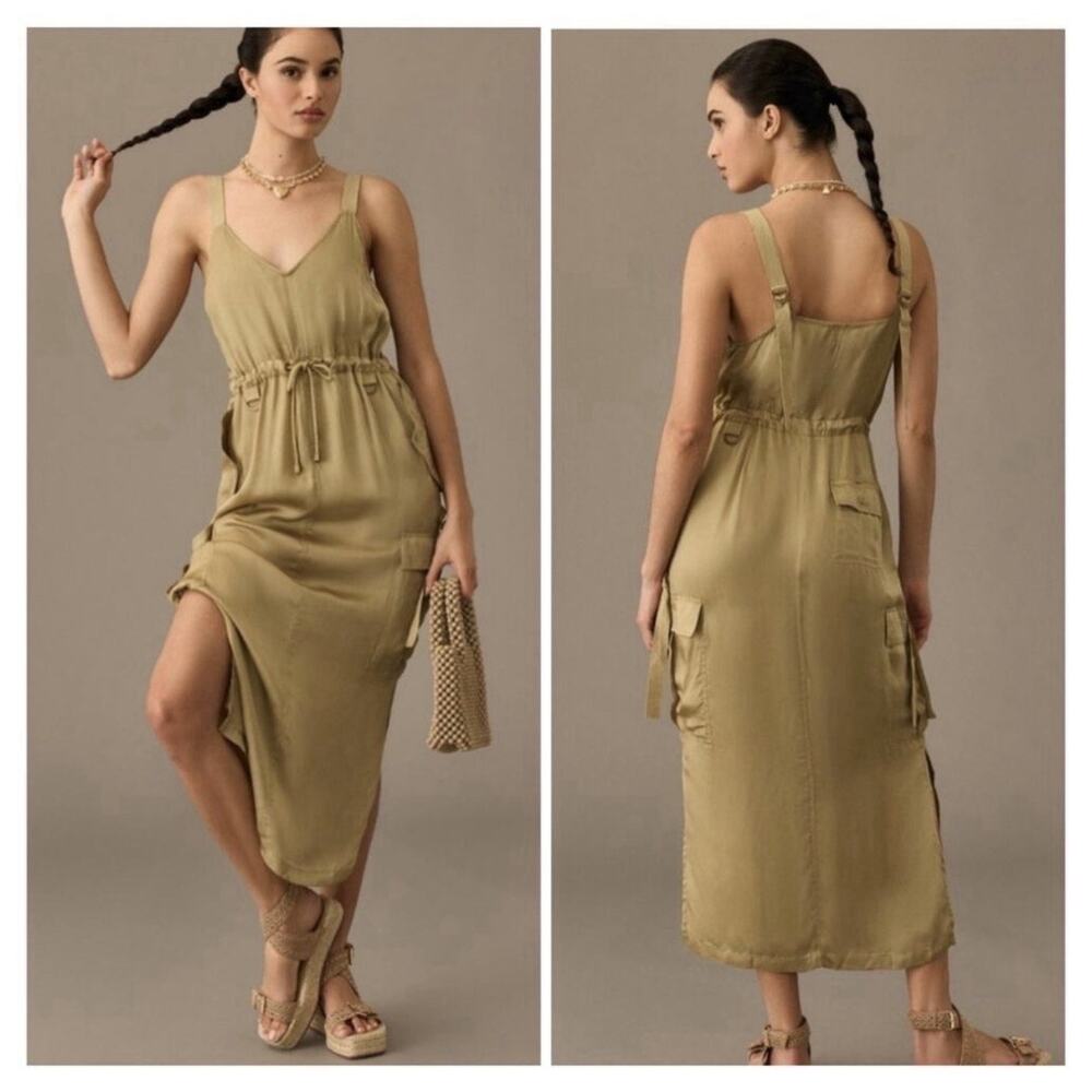 Love The Label Green Satin Utility Long Dress Size XS, casual, summer, spring